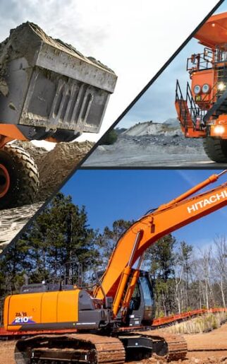 Hitachi Wheel Loader, Excavator and Haul Truck on job sites